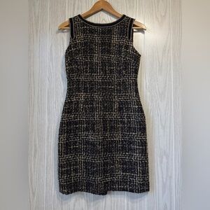 Trina Turk Tweed Sheath Dress Black Tan Size 2 Excellent Used Condition